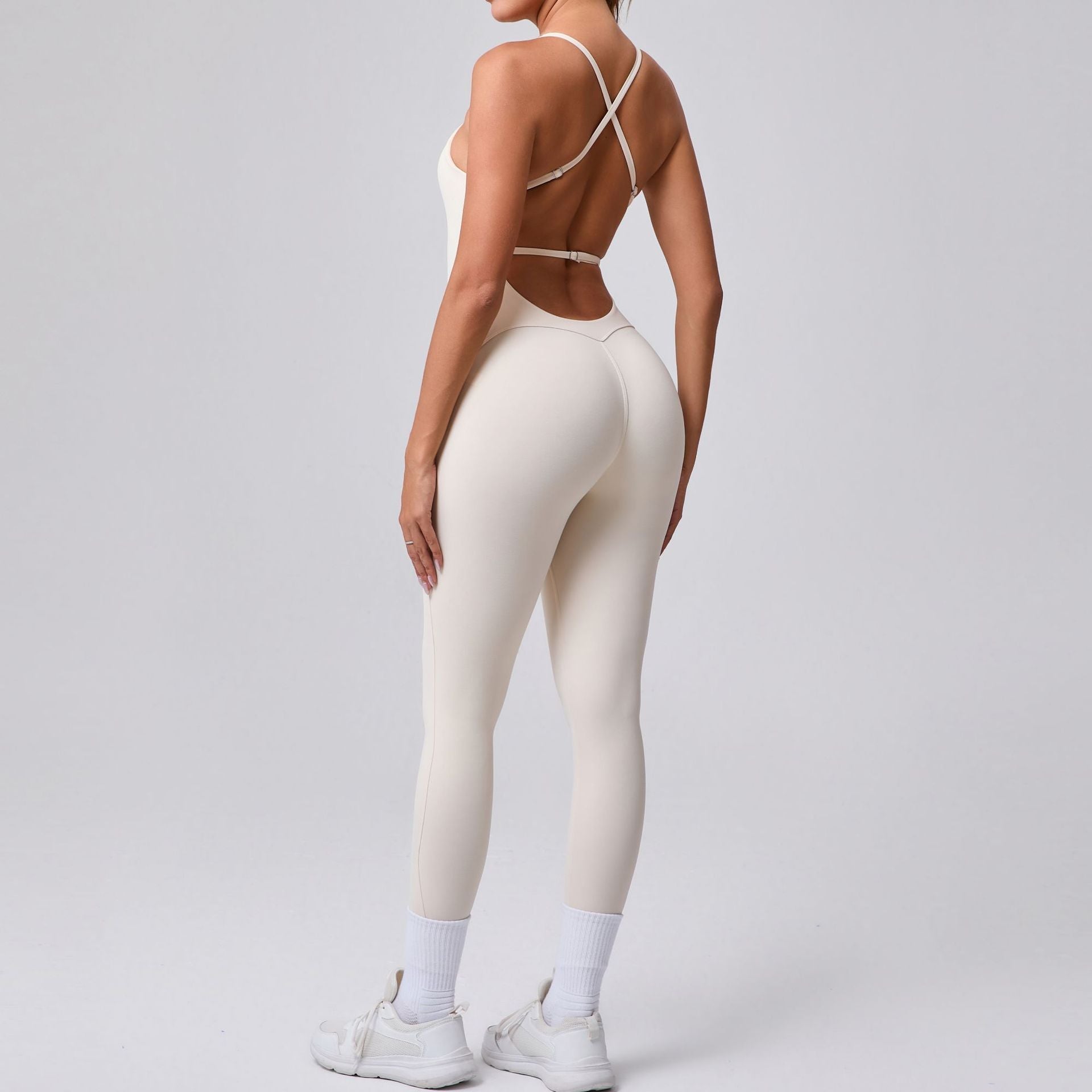 Adjustable Strap Peach Hip Tight Yoga Jumpsuit