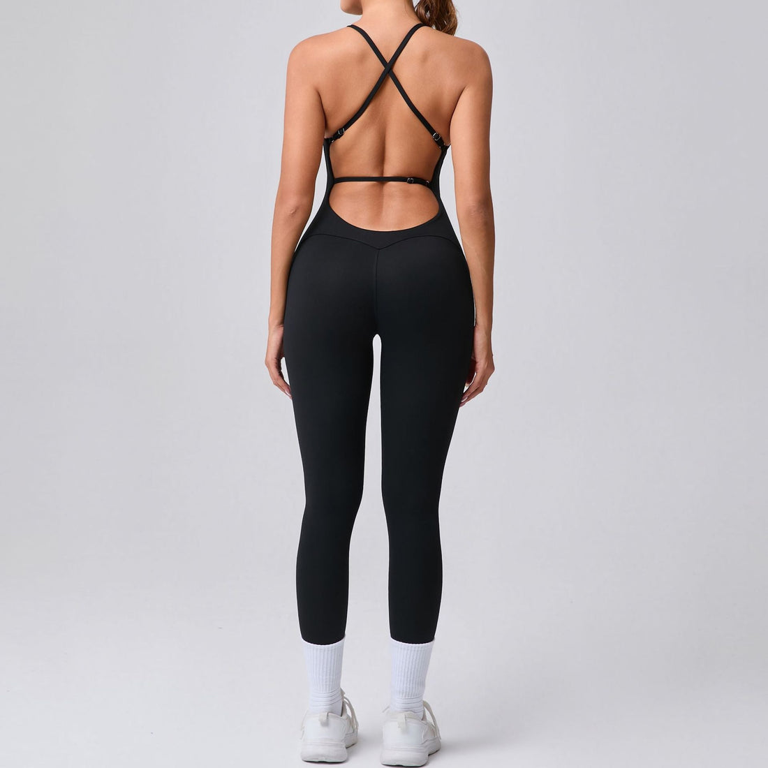 Adjustable Strap Peach Hip Tight Yoga Jumpsuit