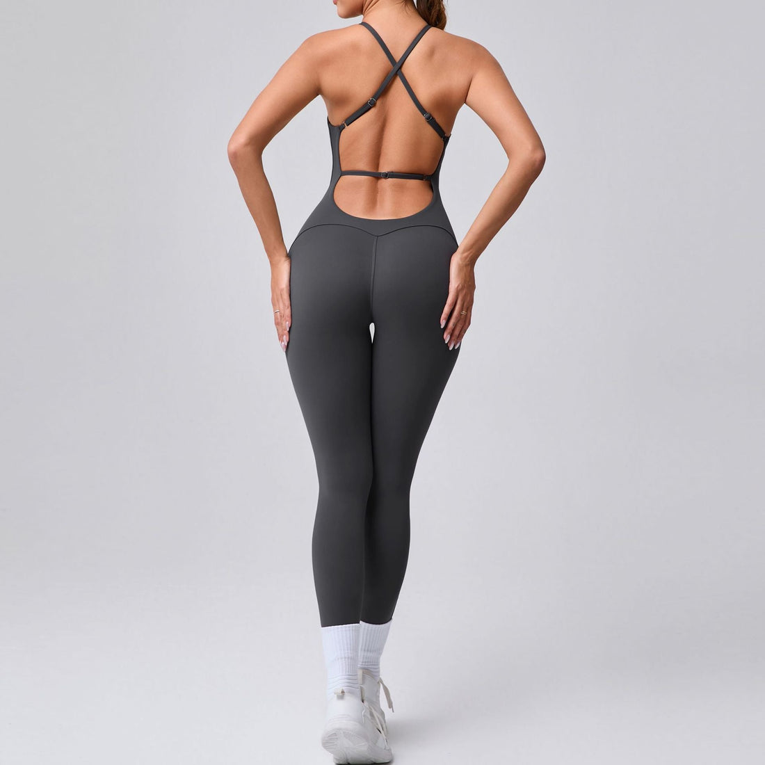 Adjustable Strap Peach Hip Tight Yoga Jumpsuit
