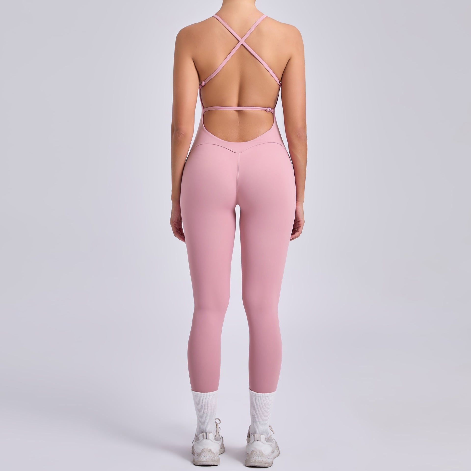 Adjustable Strap Peach Hip Tight Yoga Jumpsuit