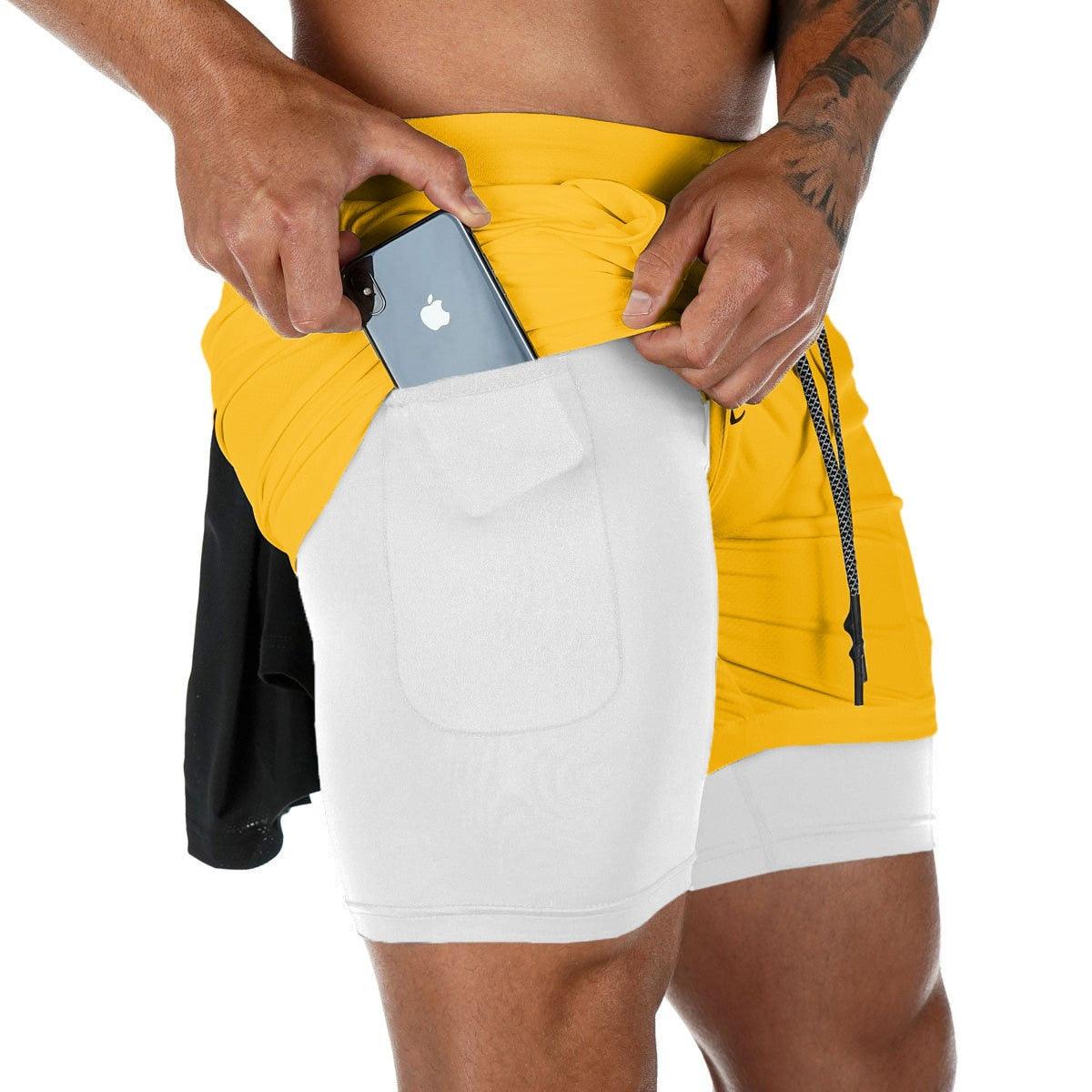 Camo 2-in-1 Men’s Running Gym Shorts Quick Dry Breathable Pockets