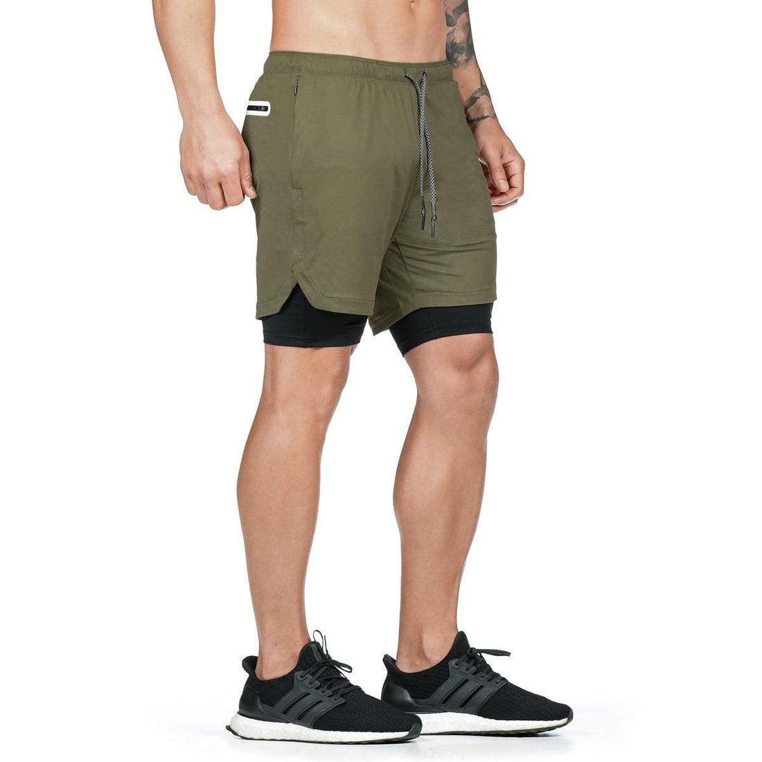 Camo 2-in-1 Men’s Running Gym Shorts Quick Dry Breathable Pockets