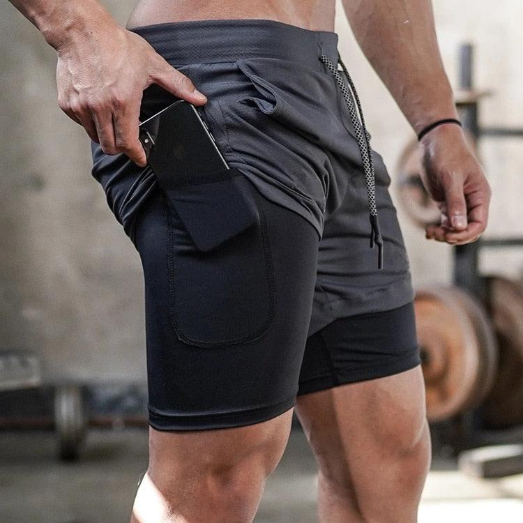 Camo 2-in-1 Men’s Running Gym Shorts Quick Dry Breathable Pockets