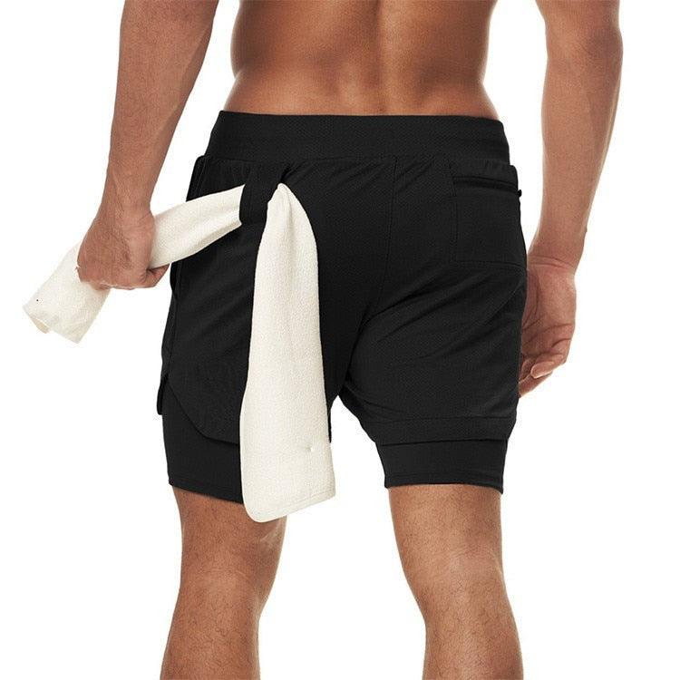 Camo 2-in-1 Men’s Running Gym Shorts Quick Dry Breathable Pockets