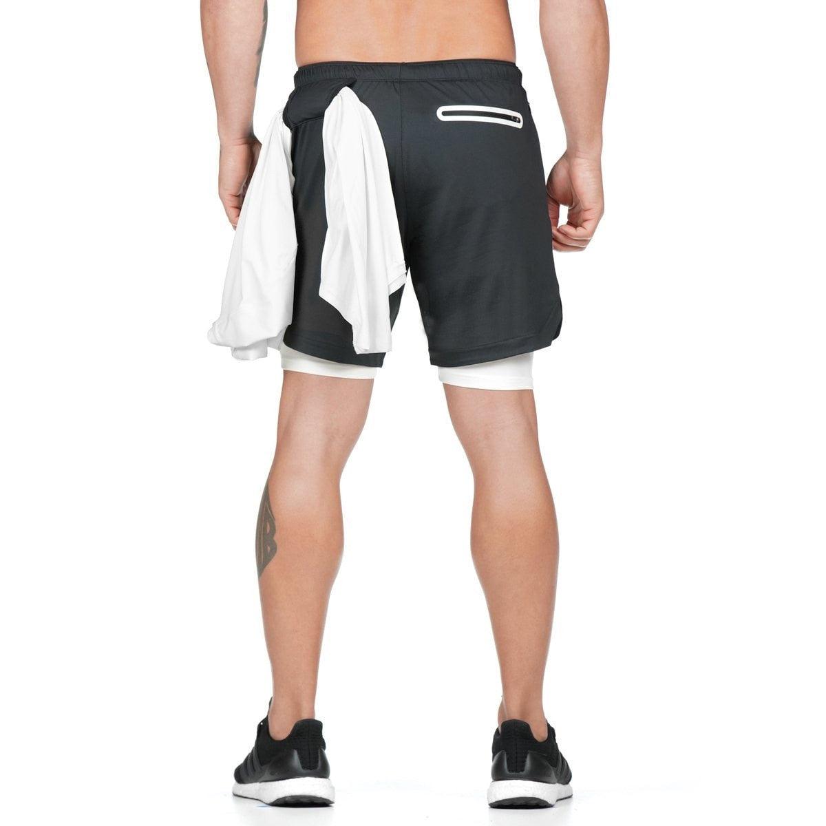 Camo 2-in-1 Men’s Running Gym Shorts Quick Dry Breathable Pockets