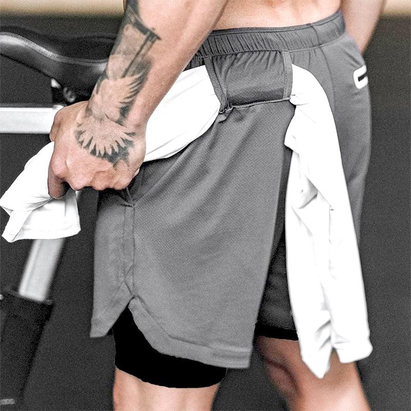 Camo 2-in-1 Men’s Running Gym Shorts Quick Dry Breathable Pockets