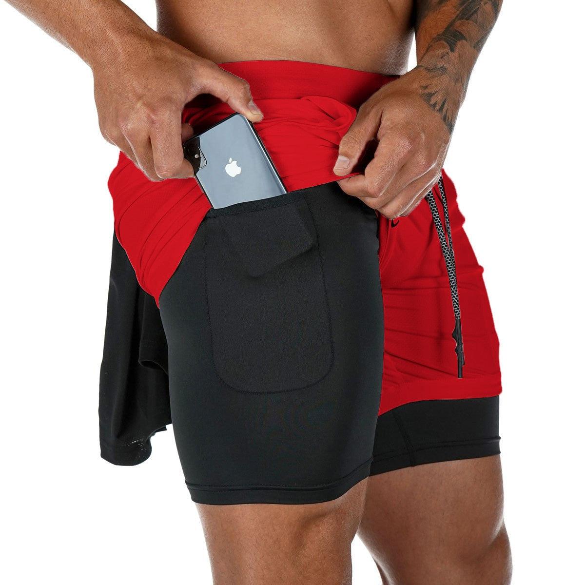 Camo 2-in-1 Men’s Running Gym Shorts Quick Dry Breathable Pockets